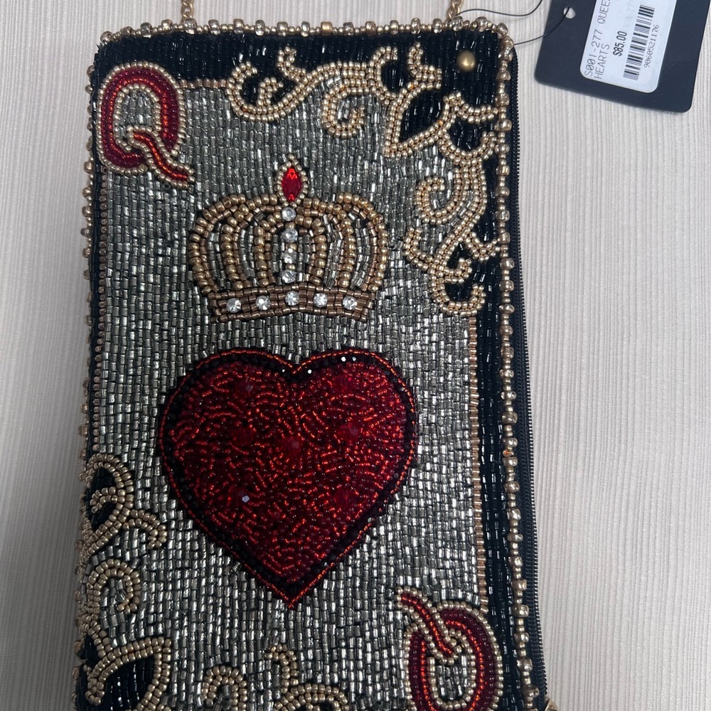 Mary Frances Red, Gold, Silver Beaded Wristlet